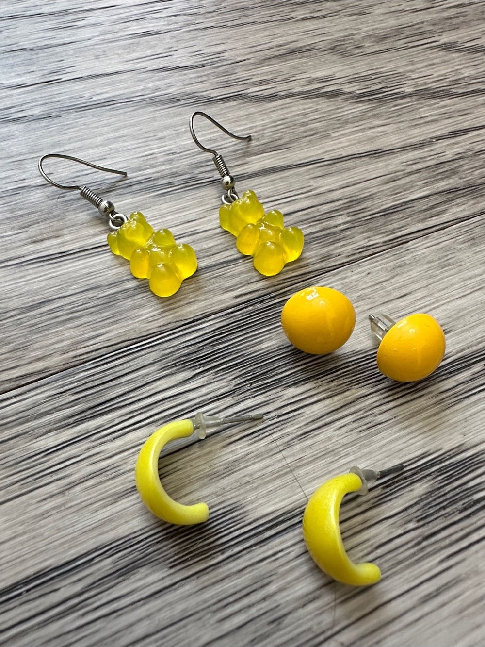 Yellow Kids Earring Set - 3 Pairs